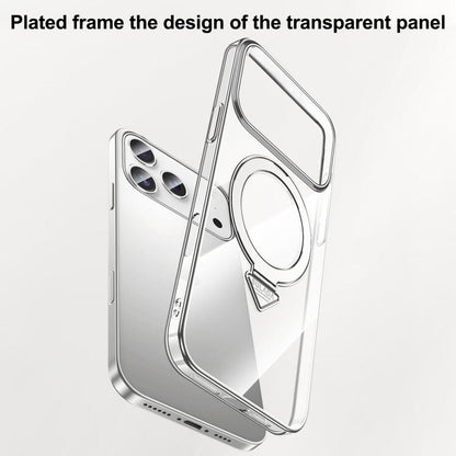 For iPhone 17 SULADA Electroplated Transparent MagSafe Holder Phone Case(Silver) by SULADA