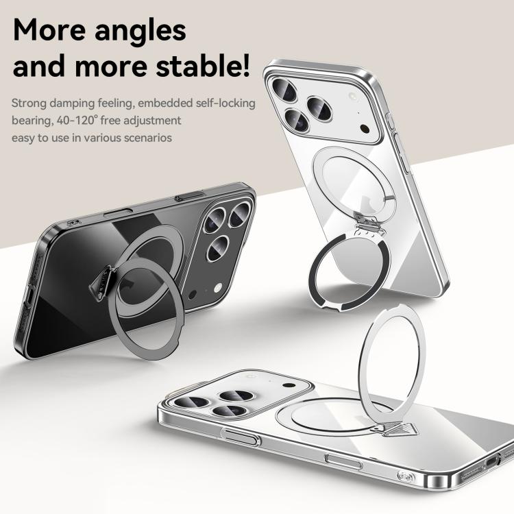 For iPhone 17 SULADA Electroplated Transparent MagSafe Holder Phone Case(Silver) by SULADA