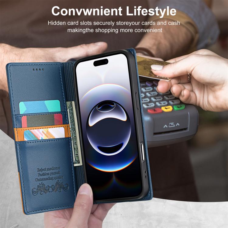 For iPhone 17 Pro Max N.BEKUS P3 RFID Stitching Magnetic Flip Leather Phone Case(Blue) by N.BEKUS