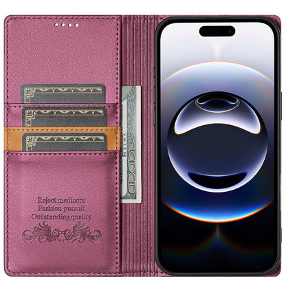 For iPhone 17 Pro Max N.BEKUS P3 RFID Stitching Magnetic Flip Leather Phone Case(Wine Red) by N.BEKUS