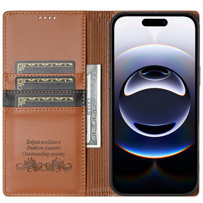 For iPhone 17 Pro Max N.BEKUS P3 RFID Stitching Magnetic Flip Leather Phone Case(Brown) by N.BEKUS