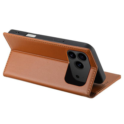 For iPhone 17 Pro Max N.BEKUS P3 RFID Stitching Magnetic Flip Leather Phone Case(Brown) by N.BEKUS