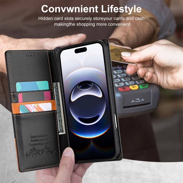 For iPhone 17 Pro N.BEKUS P3 RFID Stitching Magnetic Flip Leather Phone Case(Black) by N.BEKUS