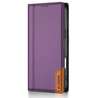 For iPhone 17 Pro N.BEKUS P3 RFID Stitching Magnetic Flip Leather Phone Case(Purple) by N.BEKUS