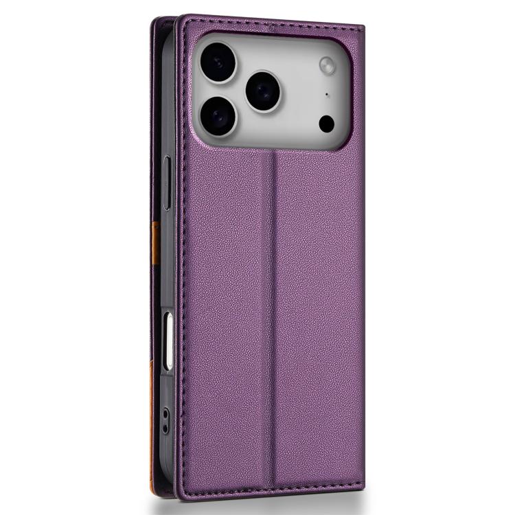For iPhone 17 Pro N.BEKUS P3 RFID Stitching Magnetic Flip Leather Phone Case(Purple) by N.BEKUS