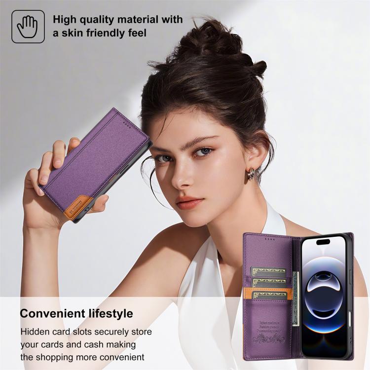 For iPhone 17 Pro N.BEKUS P3 RFID Stitching Magnetic Flip Leather Phone Case(Purple) by N.BEKUS