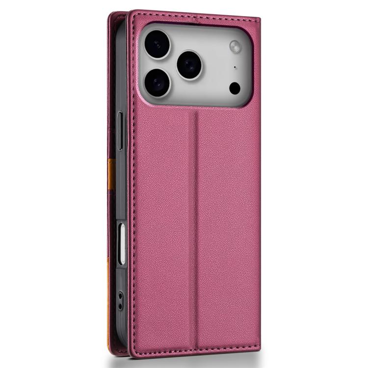 For iPhone 17 Pro N.BEKUS P3 RFID Stitching Magnetic Flip Leather Phone Case(Wine Red) by N.BEKUS