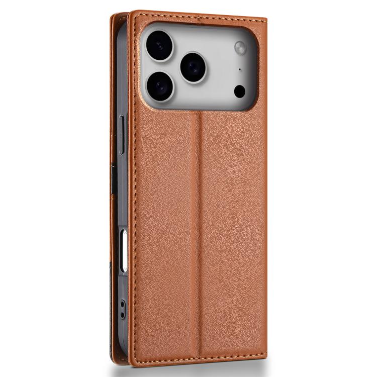 For iPhone 17 Pro N.BEKUS P3 RFID Stitching Magnetic Flip Leather Phone Case(Brown) by N.BEKUS