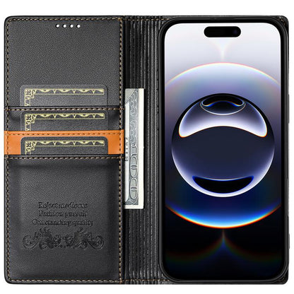 For iPhone 17 N.BEKUS P3 RFID Stitching Magnetic Flip Leather Phone Case(Black) by N.BEKUS