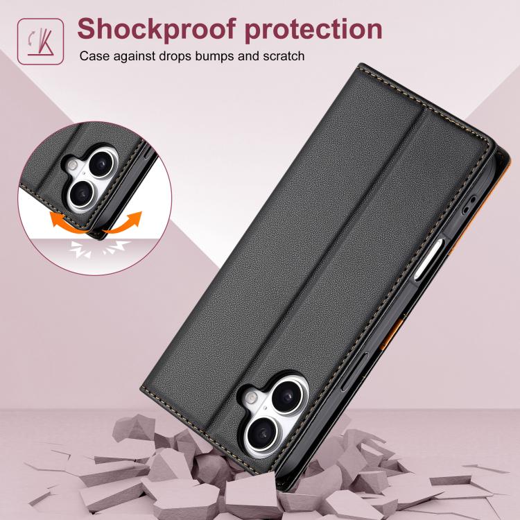 For iPhone 17 N.BEKUS P3 RFID Stitching Magnetic Flip Leather Phone Case(Black) by N.BEKUS