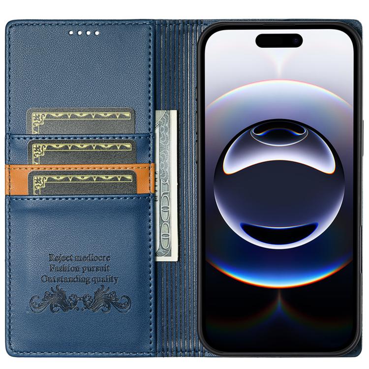 For iPhone 17 N.BEKUS P3 RFID Stitching Magnetic Flip Leather Phone Case(Blue) by N.BEKUS
