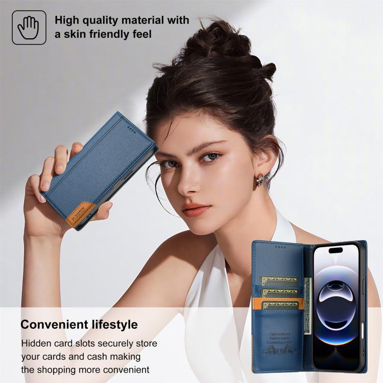 For iPhone 17 N.BEKUS P3 RFID Stitching Magnetic Flip Leather Phone Case(Blue) by N.BEKUS