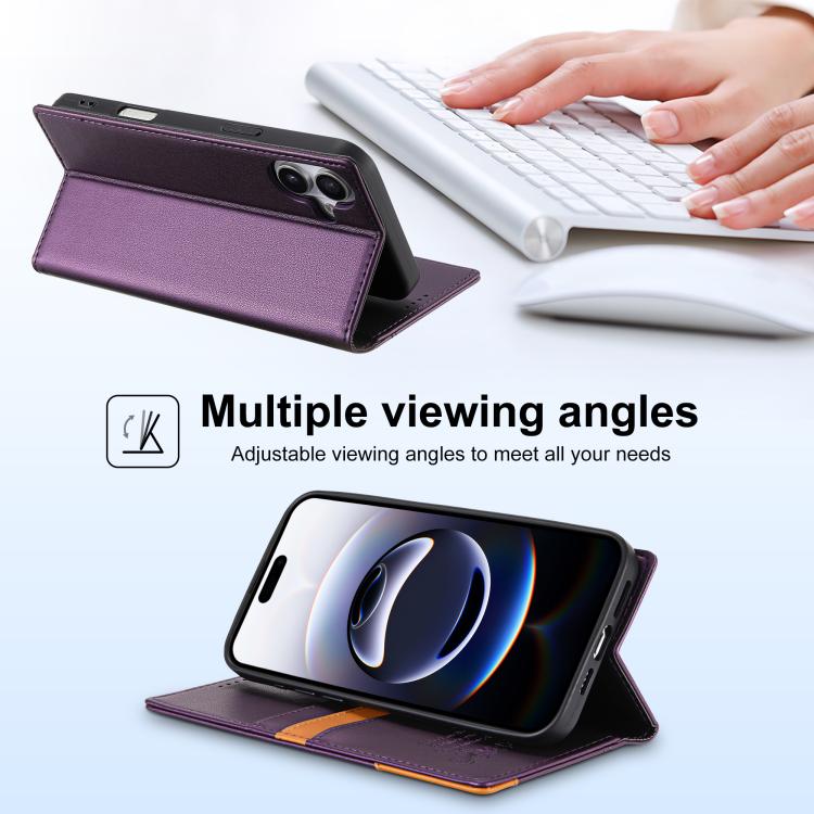 For iPhone 17 N.BEKUS P3 RFID Stitching Magnetic Flip Leather Phone Case(Purple) by N.BEKUS