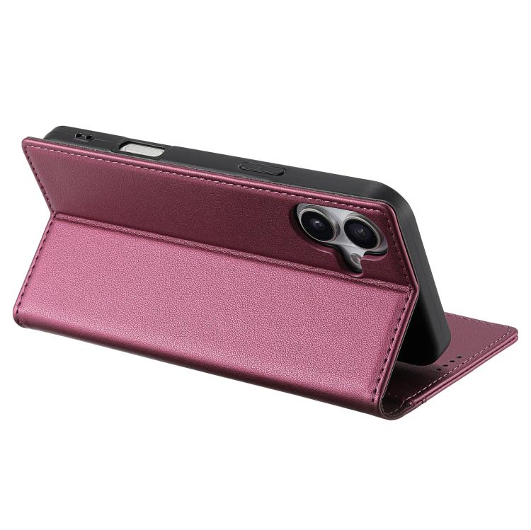 For iPhone 17 N.BEKUS P3 RFID Stitching Magnetic Flip Leather Phone Case(Wine Red) by N.BEKUS