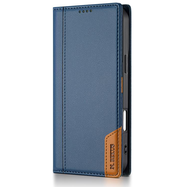For iPhone Air N.BEKUS P3 RFID Stitching Magnetic Flip Leather Phone Case(Blue) by N.BEKUS