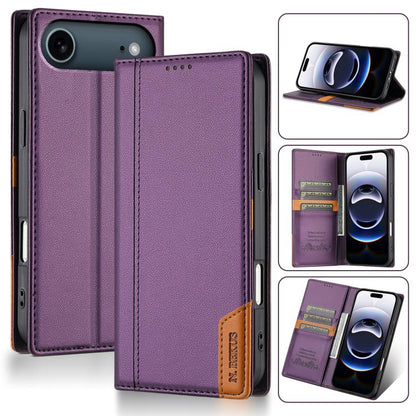 For iPhone Air N.BEKUS P3 RFID Stitching Magnetic Flip Leather Phone Case(Purple) by N.BEKUS