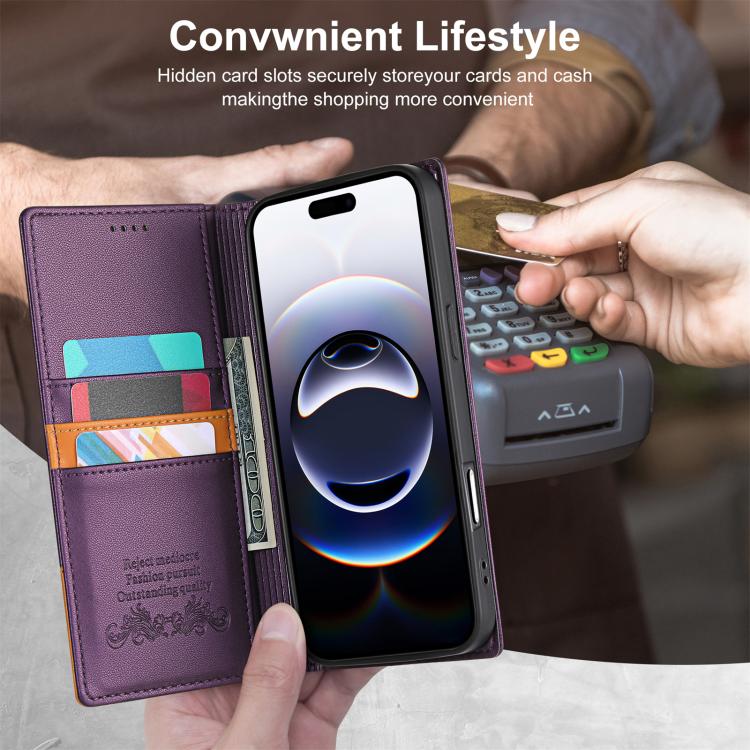 For iPhone Air N.BEKUS P3 RFID Stitching Magnetic Flip Leather Phone Case(Purple) by N.BEKUS