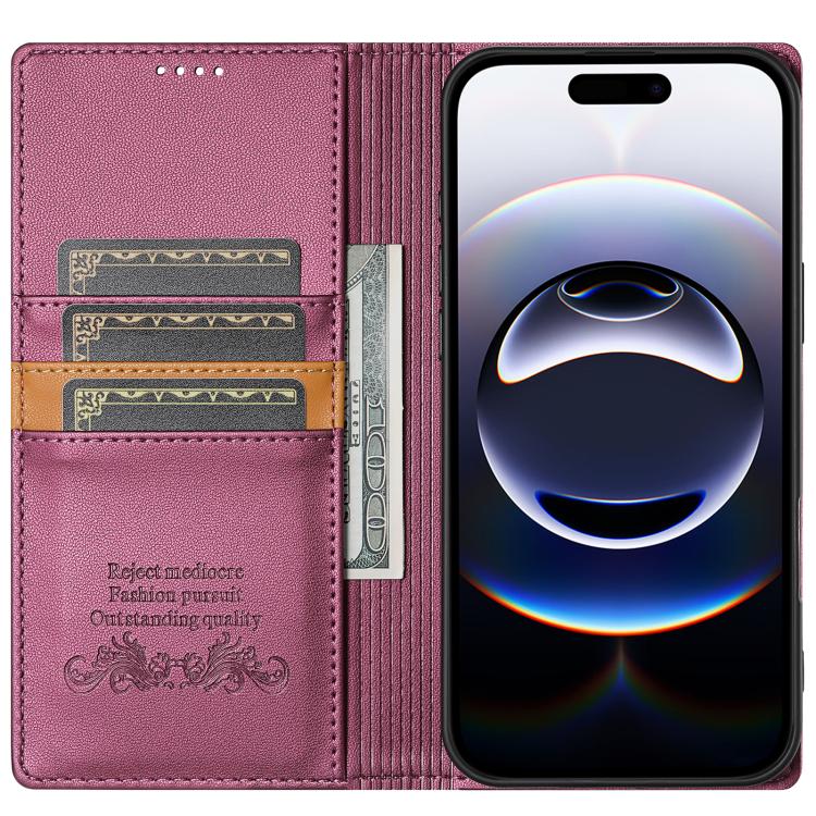 For iPhone Air N.BEKUS P3 RFID Stitching Magnetic Flip Leather Phone Case(Wine Red) by N.BEKUS
