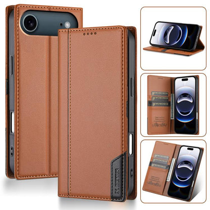 For iPhone Air N.BEKUS P3 RFID Stitching Magnetic Flip Leather Phone Case(Brown) by N.BEKUS