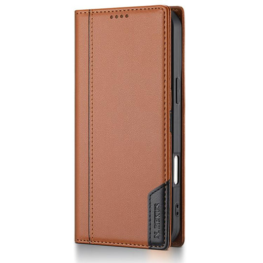 For iPhone Air N.BEKUS P3 RFID Stitching Magnetic Flip Leather Phone Case(Brown) by N.BEKUS