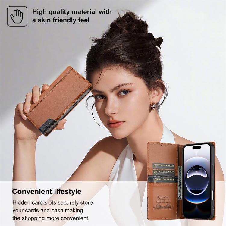 For iPhone Air N.BEKUS P3 RFID Stitching Magnetic Flip Leather Phone Case(Brown) by N.BEKUS