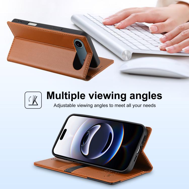 For iPhone Air N.BEKUS P3 RFID Stitching Magnetic Flip Leather Phone Case(Brown) by N.BEKUS