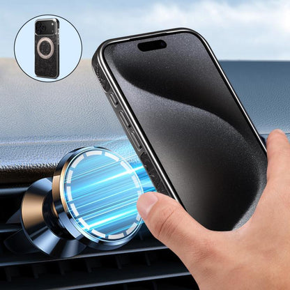 For iPhone 17 Pro Max Denior A23 Retro Flower Texture Magnetic Holder Electroplating Genuine Leather Phone Case(Black) by Denior