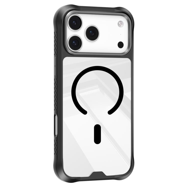 For iPhone 17 Pro Mutural Clear Armor Series MagSafe PC Hybrid TPU Phone Case(Black) by Mutural