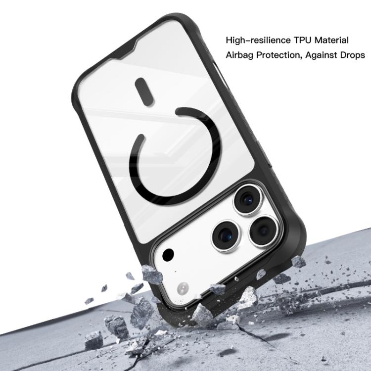 For iPhone 17 Pro Mutural Clear Armor Series MagSafe PC Hybrid TPU Phone Case(Black) by Mutural