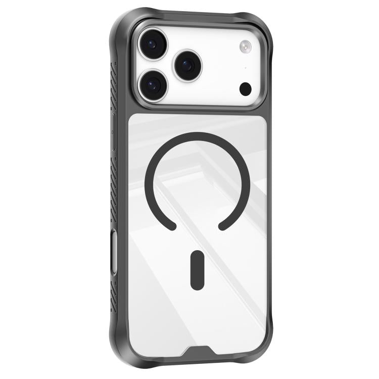 For iPhone 17 Pro Mutural Clear Armor Series MagSafe PC Hybrid TPU Phone Case(Dark Grey) by Mutural