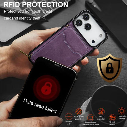 For iPhone 17 Pro Max LC.IMEEKE L6 Series Zipper Card Bag MagSafe Magnetic Phone Case(Purple) by LC.IMEEKE