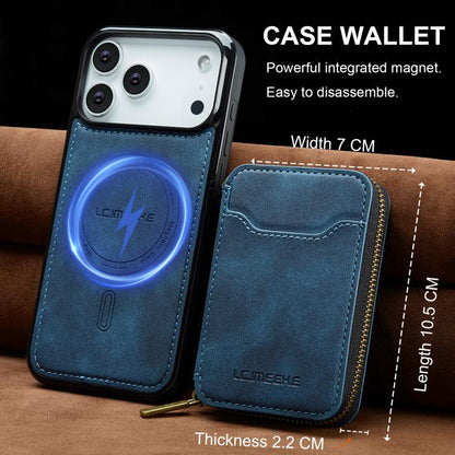 For iPhone 17 Pro Max LC.IMEEKE L6 Series Zipper Card Bag MagSafe Magnetic Phone Case(Blue) by LC.IMEEKE