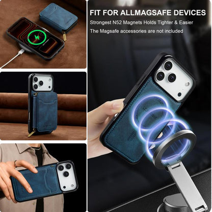 For iPhone 17 Pro Max LC.IMEEKE L6 Series Zipper Card Bag MagSafe Magnetic Phone Case(Blue) by LC.IMEEKE