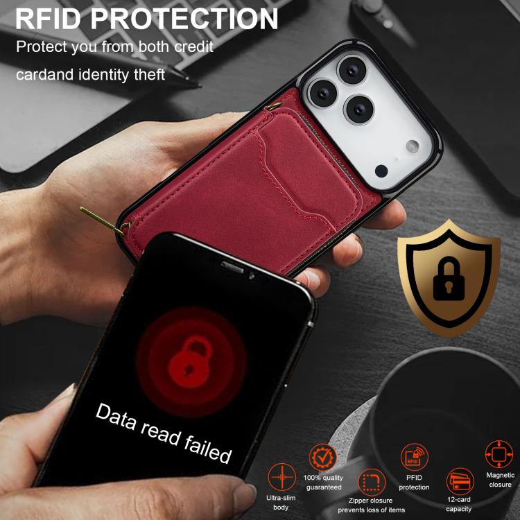 For iPhone 17 Pro Max LC.IMEEKE L6 Series Zipper Card Bag MagSafe Magnetic Phone Case(Red) by LC.IMEEKE