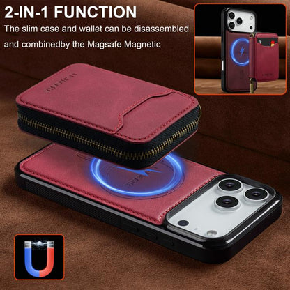 For iPhone 17 Pro Max LC.IMEEKE L6 Series Zipper Card Bag MagSafe Magnetic Phone Case(Red) by LC.IMEEKE