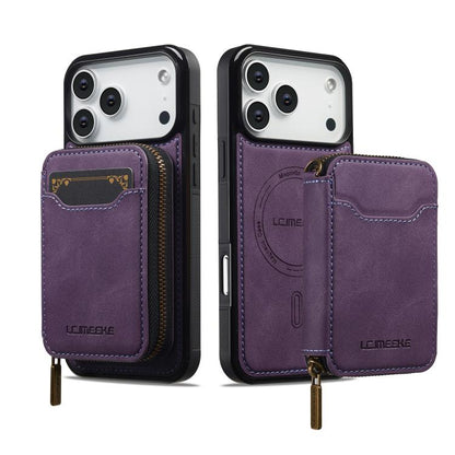 For iPhone 17 Pro LC.IMEEKE L6 Series Zipper Card Bag MagSafe Magnetic Phone Case(Purple) by LC.IMEEKE