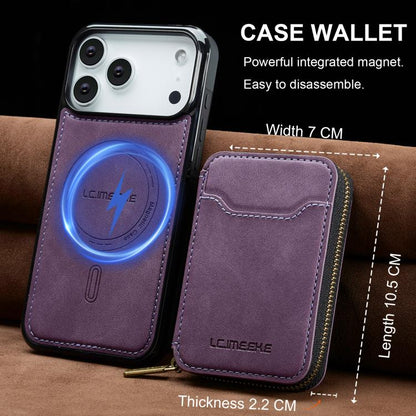 For iPhone 17 Pro LC.IMEEKE L6 Series Zipper Card Bag MagSafe Magnetic Phone Case(Purple) by LC.IMEEKE