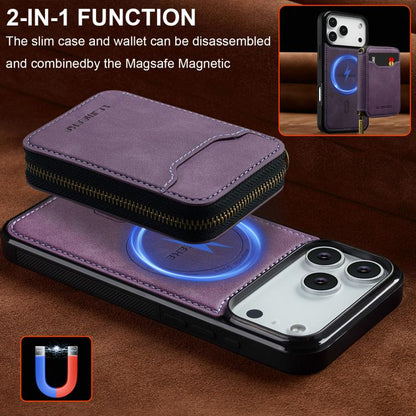 For iPhone 17 Pro LC.IMEEKE L6 Series Zipper Card Bag MagSafe Magnetic Phone Case(Purple) by LC.IMEEKE