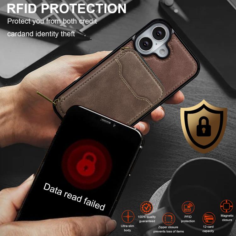 For iPhone 17 LC.IMEEKE L6 Series Zipper Card Bag MagSafe Magnetic Phone Case(Purple) by LC.IMEEKE