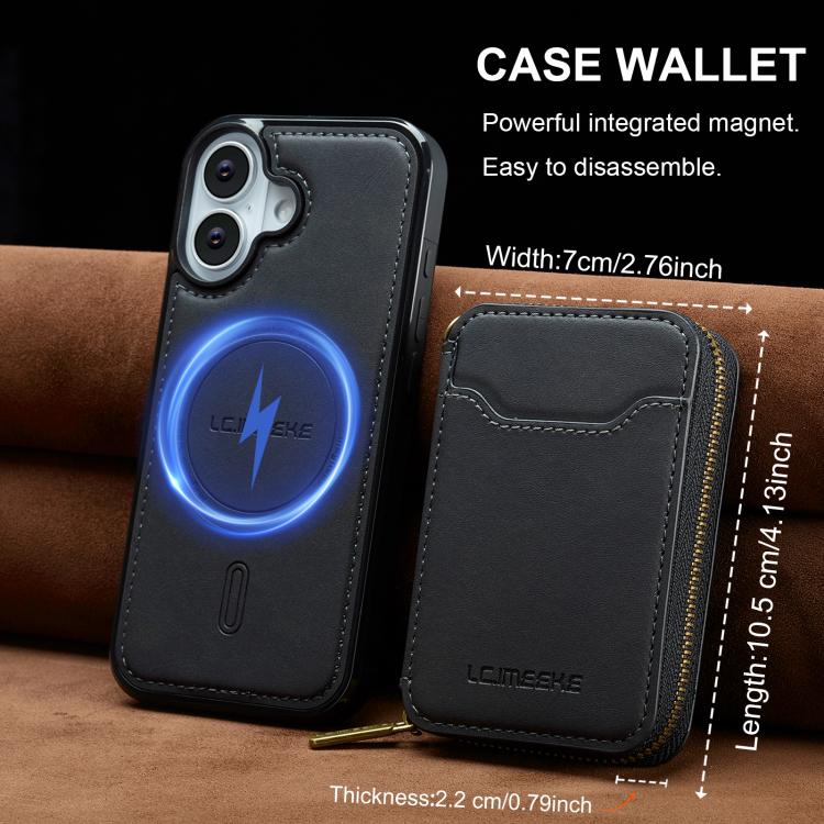 For iPhone 17 LC.IMEEKE L6 Series Zipper Card Bag MagSafe Magnetic Phone Case(Black) by LC.IMEEKE