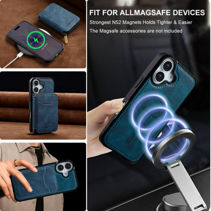 For iPhone 17 LC.IMEEKE L6 Series Zipper Card Bag MagSafe Magnetic Phone Case(Blue) by LC.IMEEKE