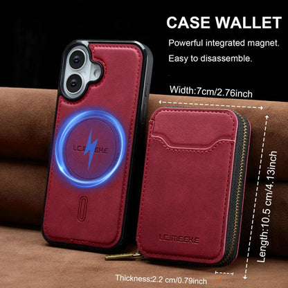 For iPhone 17 LC.IMEEKE L6 Series Zipper Card Bag MagSafe Magnetic Phone Case(Red) by LC.IMEEKE