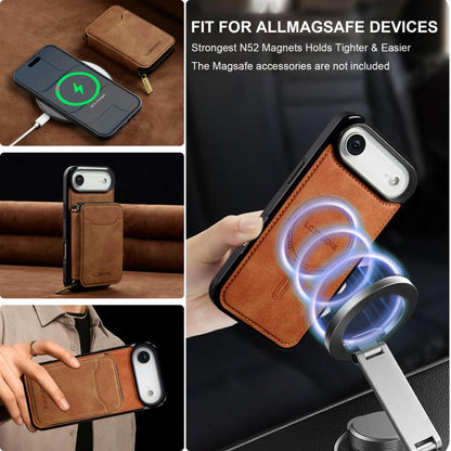 For iPhone Air LC.IMEEKE L6 Series Zipper Card Bag MagSafe Magnetic Phone Case(Brown) by LC.IMEEKE