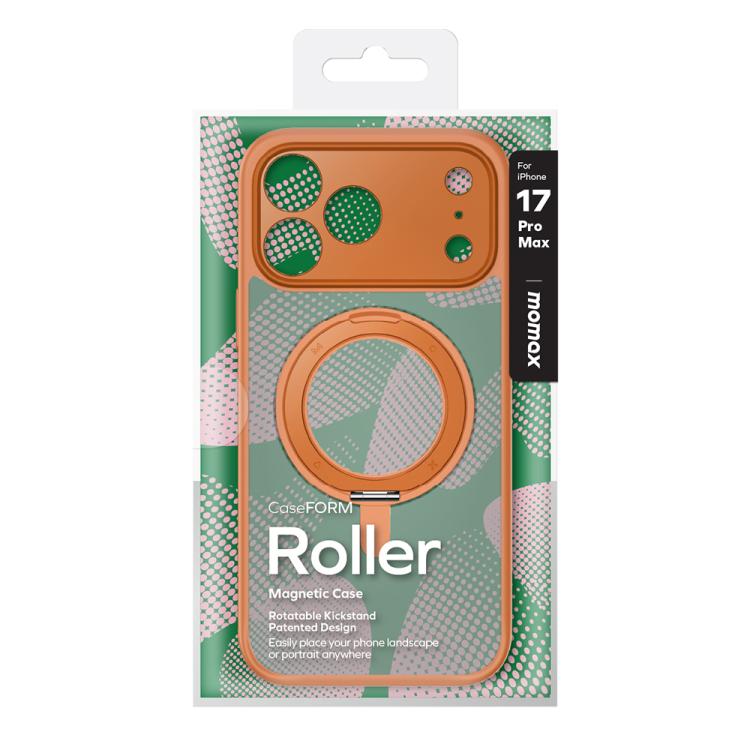 For iPhone 17 Pro Max MOMAX Magsafe Magnetic Metal Rotating Holder Phone Case(Orange) by MOMAX