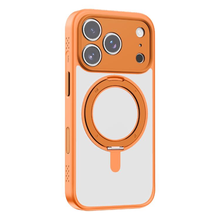 For iPhone 17 Pro MOMAX Magsafe Magnetic Metal Rotating Holder Phone Case(Orange) by MOMAX