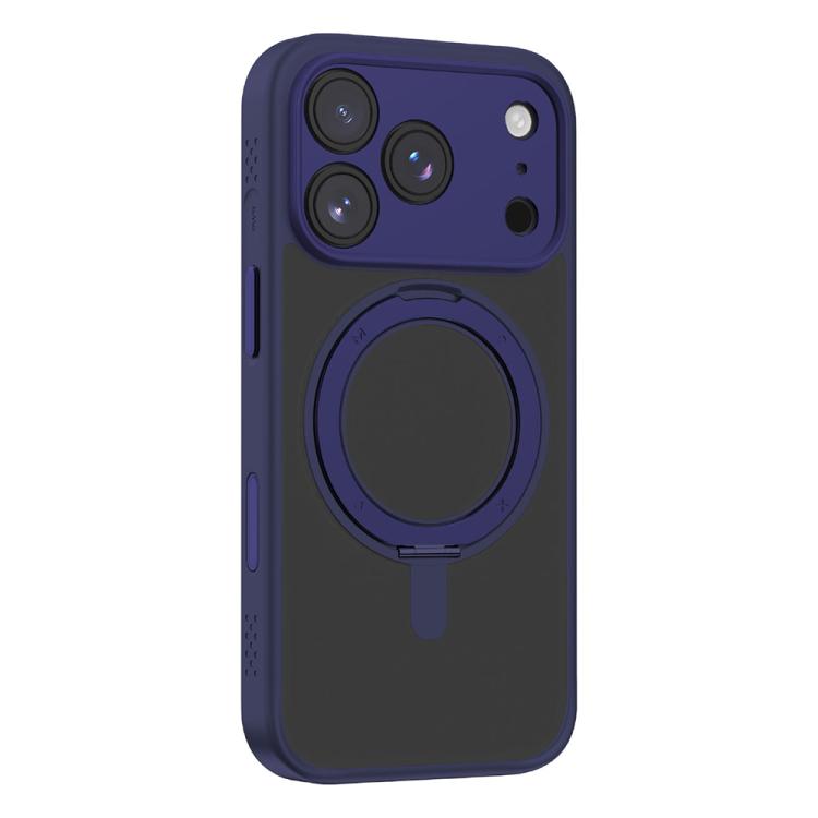 For iPhone 17 Pro MOMAX Magsafe Magnetic Metal Rotating Holder Phone Case(Blue) by MOMAX