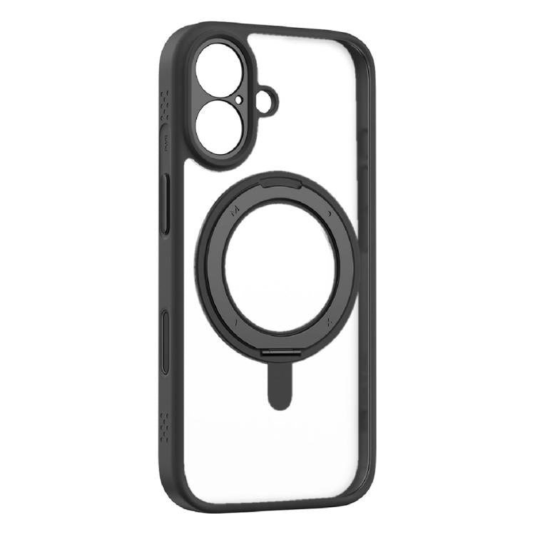 For iPhone 17 MOMAX Magsafe Magnetic Metal Rotating Holder Phone Case(Black) by MOMAX