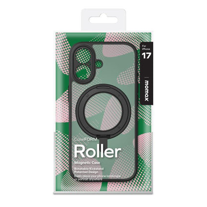 For iPhone 17 MOMAX Magsafe Magnetic Metal Rotating Holder Phone Case(Black) by MOMAX