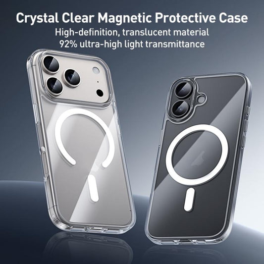 For iPhone 17 ZGA Magsafe Metal Buttons Clear PC Hybrid TPU Phone Case(Transparent) by ZGA
