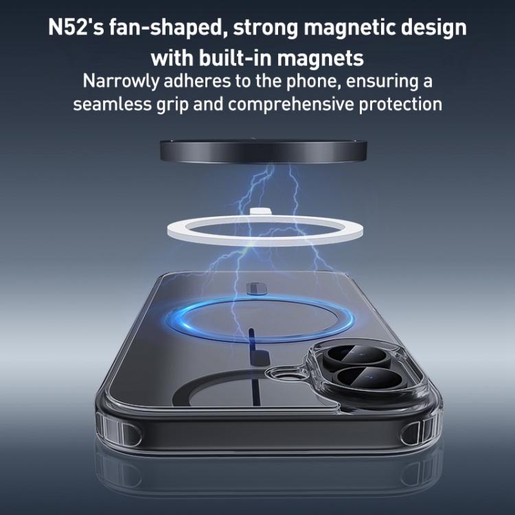 For iPhone 17 ZGA Magsafe Metal Buttons Clear PC Hybrid TPU Phone Case(Transparent) by ZGA